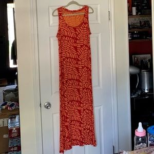 Apt 9 Pink Orange Print A Line Maxi Dress Size L/XL GUC